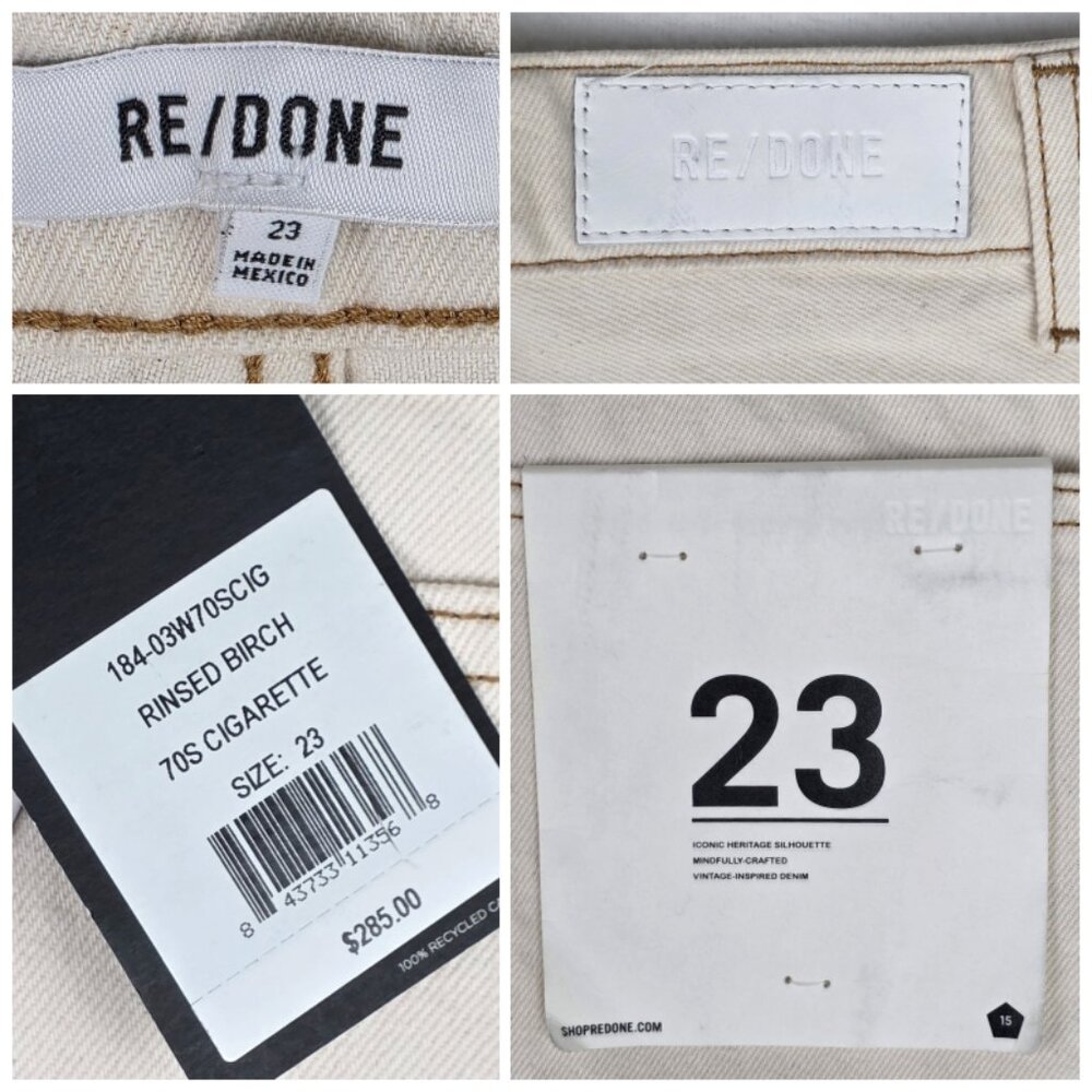 RE/DONE 70s Cigarette Jeans Rinsed Birch High Rise Straight Leg NWT Sz 23 - Picture 4 of 13